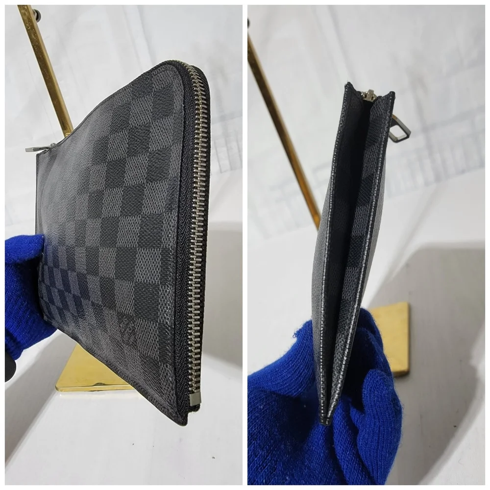 Louis Vuitton Damier Graphite Pochette Jour PM Zip Around Portfolio Clut…